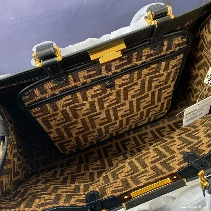 Affordable In Motif Black Medium Coffee Fabric X-Tote Peekaboo Fendi FF 0417